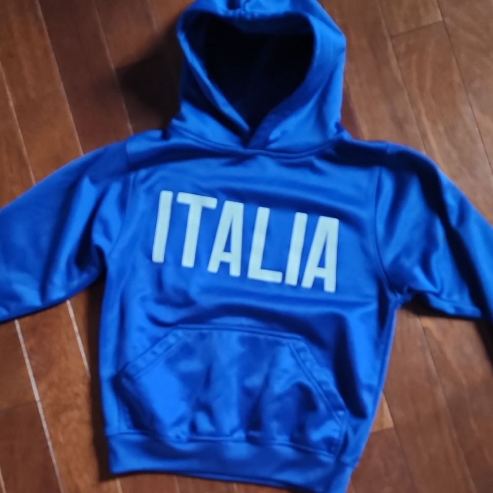 Italina Blue and White Hoodie Sweatshirt